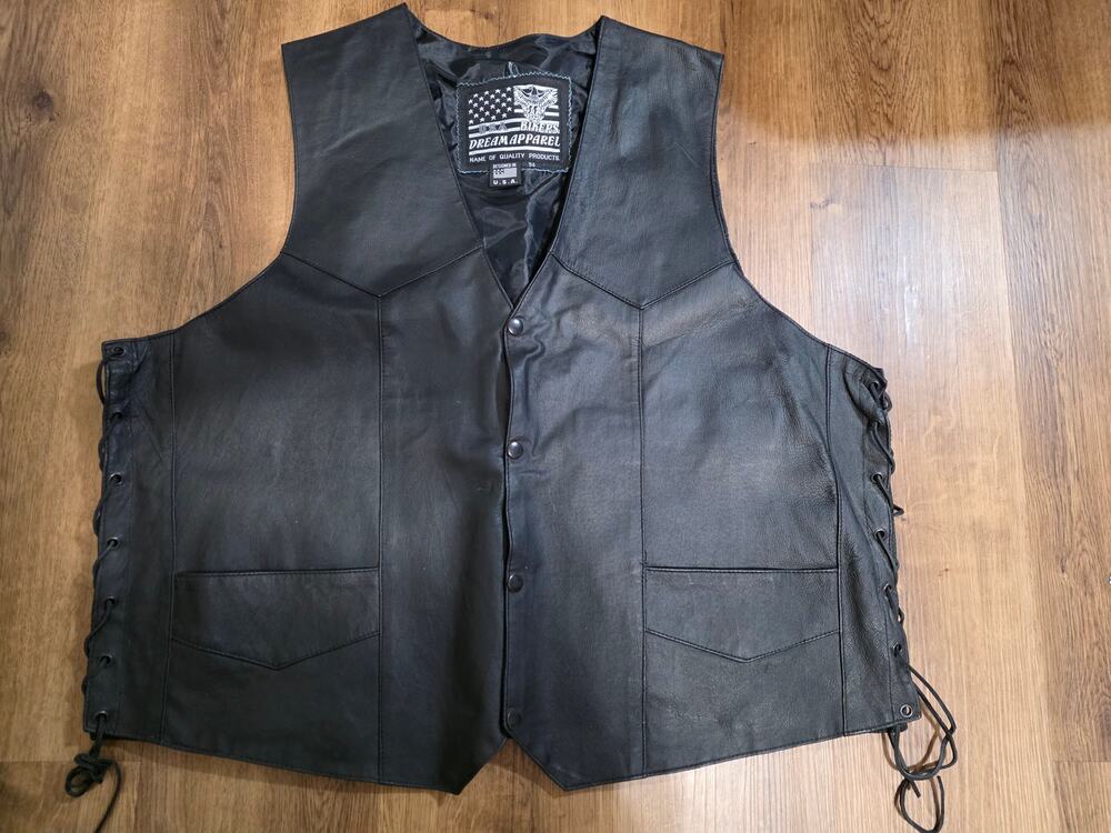 USA Biker Dream Apparel Black Leather Vest Men’s 54